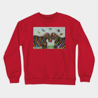 Colourful Fat Zebras in Love Crewneck Sweatshirt